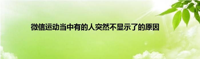 微信运动当中有的人突然不显示了的原因