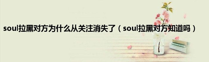 soul拉黑对方为什么从关注消失了（soul拉黑对方知道吗）