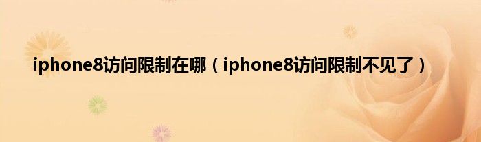 iphone8访问限制在哪（iphone8访问限制不见了）