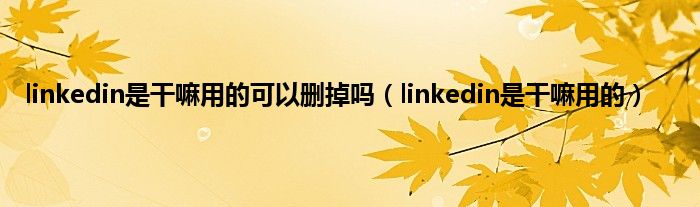 linkedin是干嘛用的可以删掉吗（linkedin是干嘛用的）