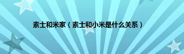 素士和米家（素士和小米是什么关系）