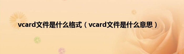 vcard文件是什么格式（vcard文件是什么意思）