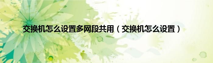 交换机怎么设置多网段共用（交换机怎么设置）