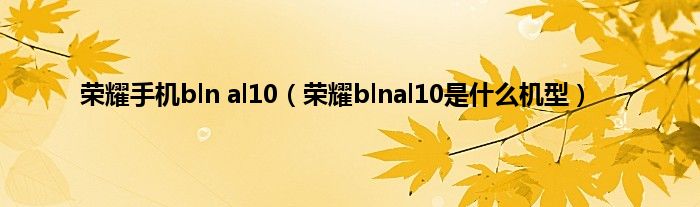 荣耀手机bln al10（荣耀blnal10是什么机型）