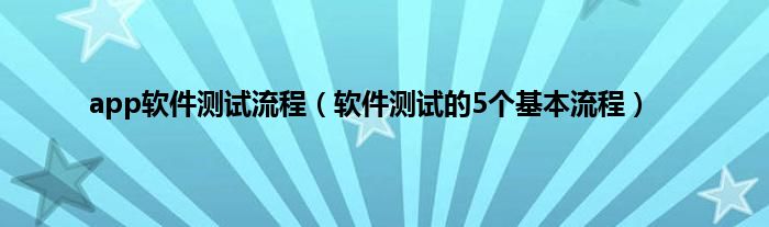 app软件测试流程（软件测试的5个基本流程）