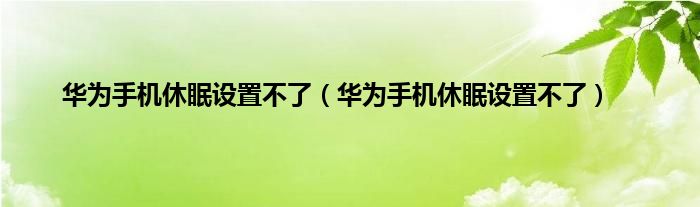 华为手机休眠设置不了（华为手机休眠设置不了）