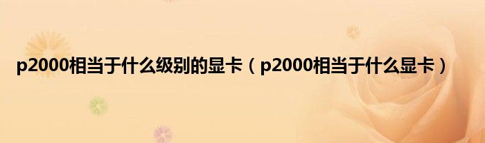 p2000相当于什么级别的显卡（p2000相当于什么显卡）