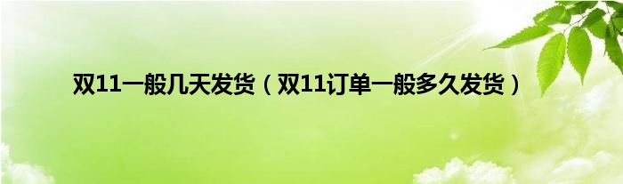 双11一般几天发货（双11订单一般多久发货）