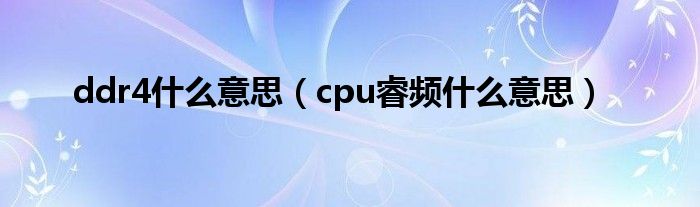 ddr4什么意思（cpu睿频什么意思）