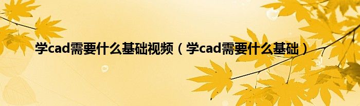 学cad需要什么基础视频（学cad需要什么基础）