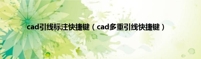 cad引线标注快捷键（cad多重引线快捷键）