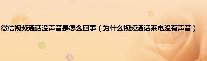 微信视频通话没声音是怎么回事（为什么视频通话来电没有声音）