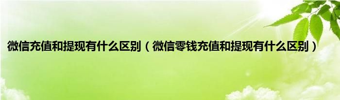 微信充值和提现有什么区别（微信零钱充值和提现有什么区别）