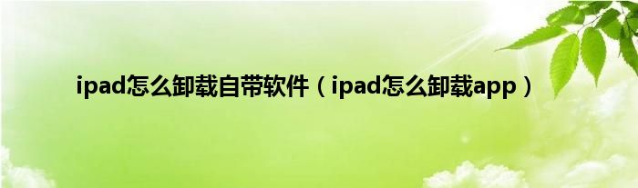 ipad怎么卸载自带软件（ipad怎么卸载app）