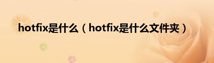 hotfix是什么（hotfix是什么文件夹）