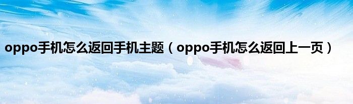 oppo手机怎么返回手机主题（oppo手机怎么返回上一页）