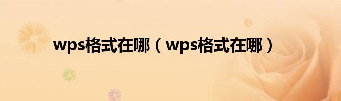 wps格式在哪（wps格式在哪）