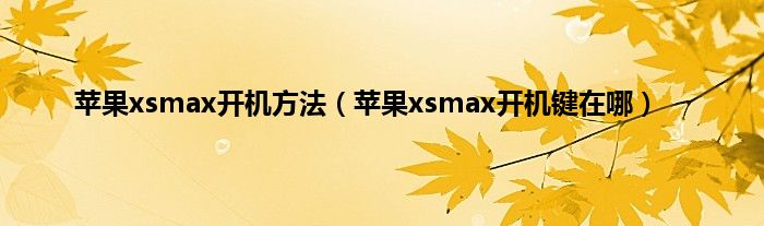 苹果xsmax开机方法（苹果xsmax开机键在哪）