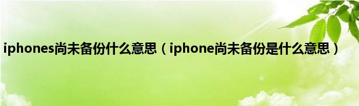 iphones尚未备份什么意思（iphone尚未备份是什么意思）