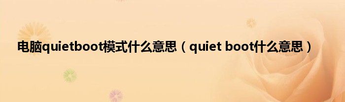 电脑quietboot模式什么意思（quiet boot什么意思）