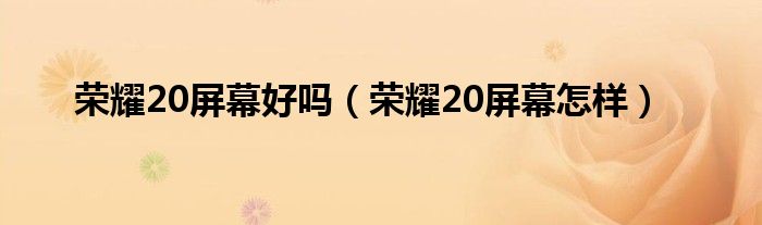 荣耀20屏幕好吗（荣耀20屏幕怎样）