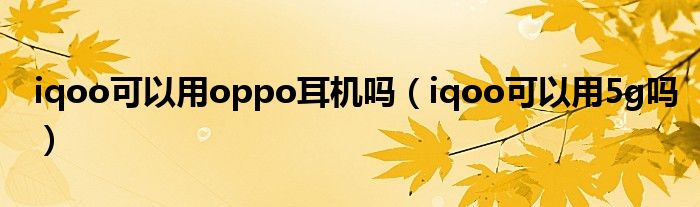 iqoo可以用oppo耳机吗（iqoo可以用5g吗）