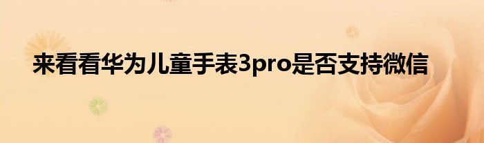 来看看华为儿童手表3pro是否支持微信