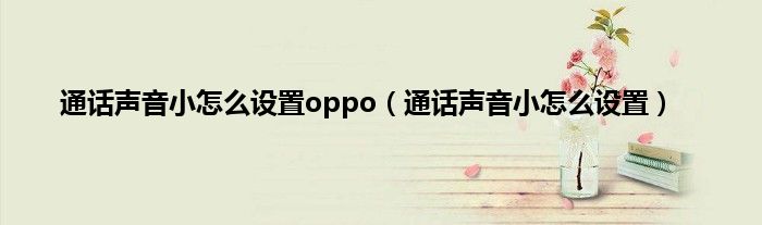 通话声音小怎么设置oppo（通话声音小怎么设置）