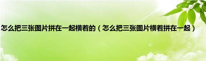 怎么把三张图片拼在一起横着的（怎么把三张图片横着拼在一起）