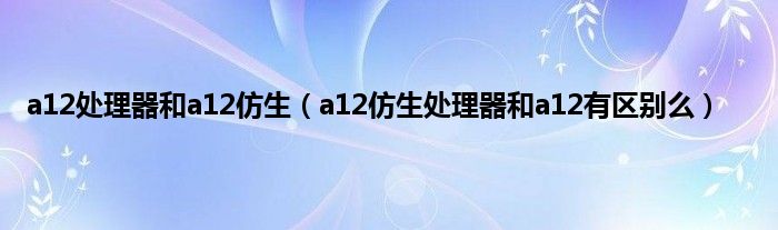 a12处理器和a12仿生（a12仿生处理器和a12有区别么）