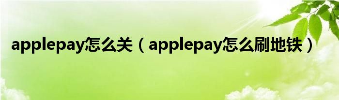 applepay怎么关（applepay怎么刷地铁）