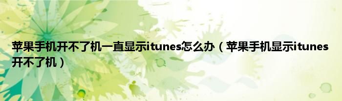 苹果手机开不了机一直显示itunes怎么办（苹果手机显示itunes开不了机）