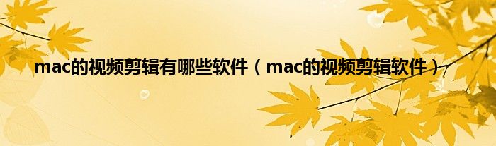 mac的视频剪辑有哪些软件（mac的视频剪辑软件）