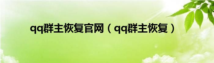 qq群主恢复官网（qq群主恢复）