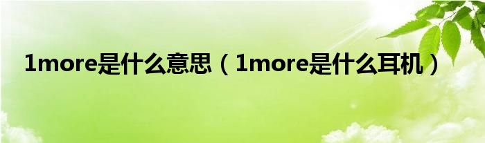 1more是什么意思（1more是什么耳机）