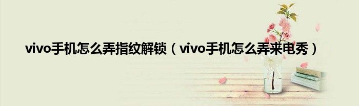 vivo手机怎么弄指纹解锁（vivo手机怎么弄来电秀）