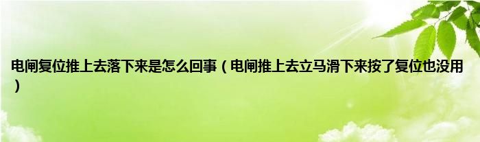 电闸复位推上去落下来是怎么回事（电闸推上去立马滑下来按了复位也没用）