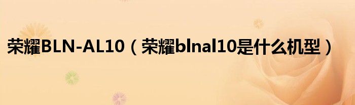 荣耀BLN-AL10（荣耀blnal10是什么机型）