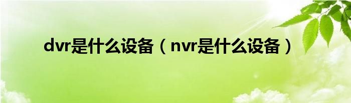 dvr是什么设备（nvr是什么设备）