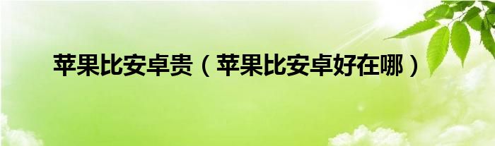 苹果比安卓贵（苹果比安卓好在哪）