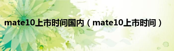 mate10上市时间国内（mate10上市时间）