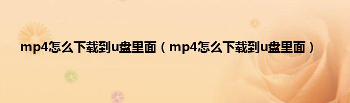 mp4怎么下载到u盘里面（mp4怎么下载到u盘里面）