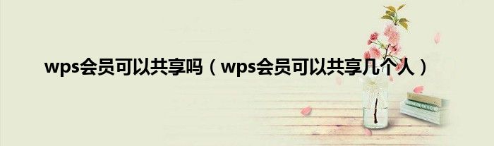 wps会员可以共享吗（wps会员可以共享几个人）