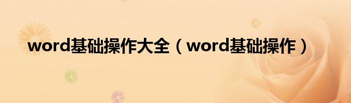 word基础操作大全（word基础操作）