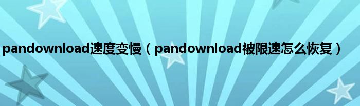 pandownload速度变慢（pandownload被限速怎么恢复）