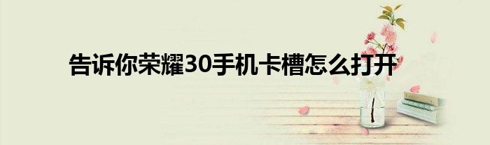 告诉你荣耀30手机卡槽怎么打开