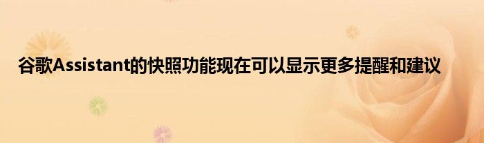 谷歌Assistant的快照功能现在可以显示更多提醒和建议