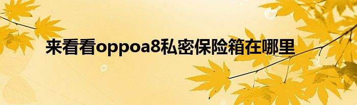 来看看oppoa8私密保险箱在哪里