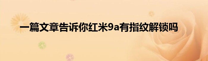 一篇文章告诉你红米9a有指纹解锁吗