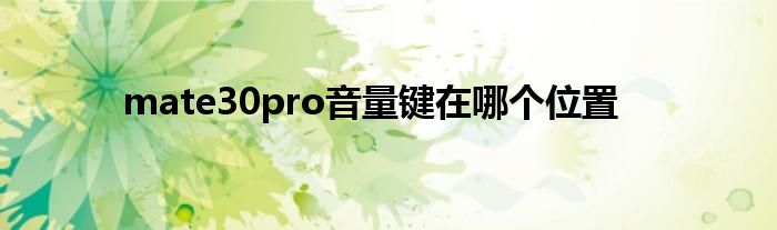 mate30pro音量键在哪个位置